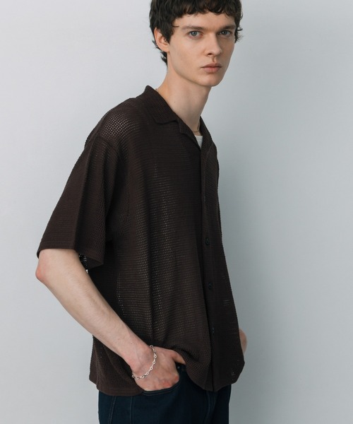 LURAKU（ルラク）の「【LURAKU】sheer open-collar shirt/ シアーオープンカラーシャツ（シャツ/ブラウス・メンズ・ブラック/ダークブラウン・M/L）」の14枚目の写真