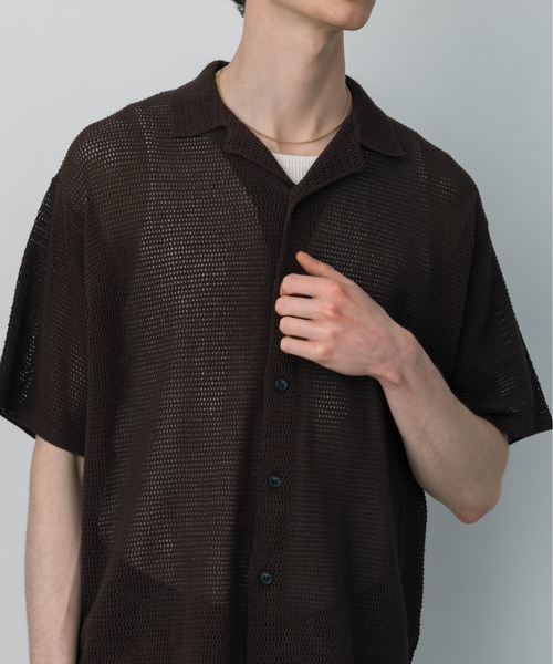 ブラウス シャツ シアーオープンカラーシャツ / Sheer Open Collar Shirt レディース KUUUPY（クーピー）の「Lace Sheer Open Collar Shirt - レース
