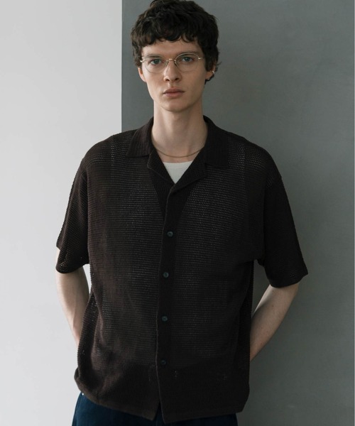 LURAKU（ルラク）の「【LURAKU】sheer open-collar shirt/ シアーオープンカラーシャツ（シャツ/ブラウス・メンズ・ブラック/ダークブラウン・M/L）」の18枚目の写真
