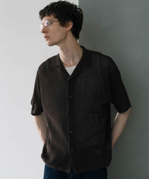 LURAKU（ルラク）の「【LURAKU】sheer open-collar shirt/ シアーオープンカラーシャツ（シャツ/ブラウス・メンズ・ブラック/ダークブラウン・M/L）」の19枚目の写真