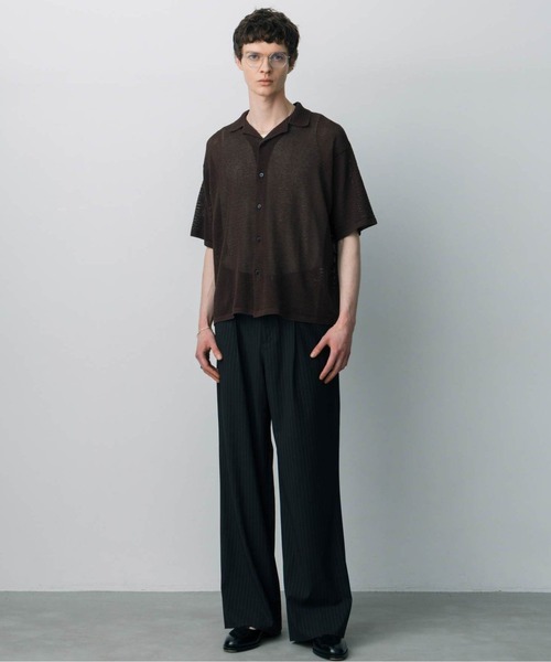 LURAKU】sheer open-collar shirt/ シアーオープンカラーシャツ
