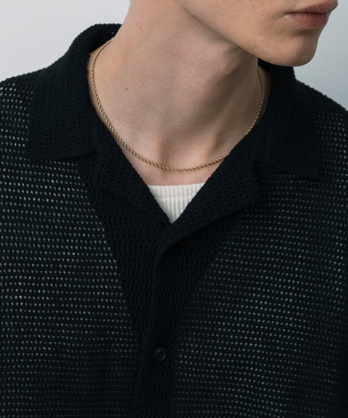 LURAKU（ルラク）の「【LURAKU】sheer open-collar shirt/ シアーオープンカラーシャツ（シャツ/ブラウス・メンズ・ブラック/ダークブラウン・M/L）」の9枚目の写真