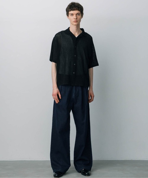 LURAKU（ルラク）の「【LURAKU】sheer open-collar shirt/ シアーオープンカラーシャツ（シャツ/ブラウス・メンズ・ブラック/ダークブラウン・M/L）」の12枚目の写真