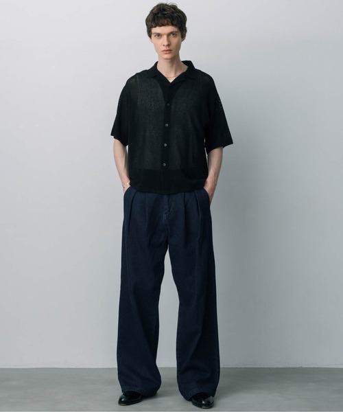ブラウス シャツ シアーオープンカラーシャツ / Sheer Open Collar Shirt レディース LURAKU】sheer open-collar shirt/ シアーオープンカラーシャツ