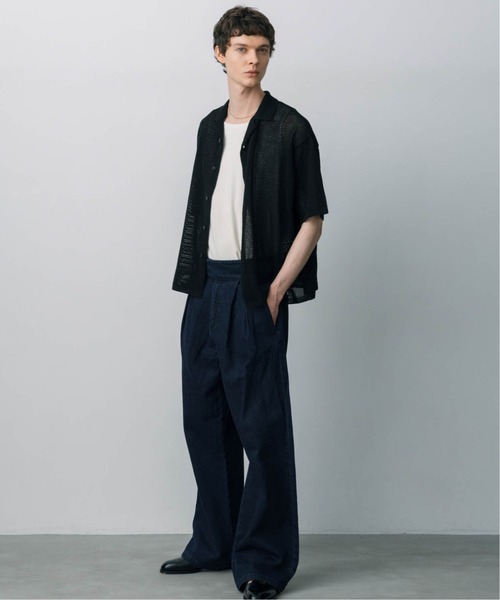 LURAKU（ルラク）の「【LURAKU】sheer open-collar shirt/ シアーオープンカラーシャツ（シャツ/ブラウス・メンズ・ブラック/ダークブラウン・M/L）」の13枚目の写真