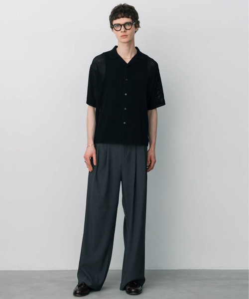 LURAKU（ルラク）の「【LURAKU】sheer open-collar shirt/ シアーオープンカラーシャツ（シャツ/ブラウス・メンズ・ブラック/ダークブラウン・M/L）」の11枚目の写真