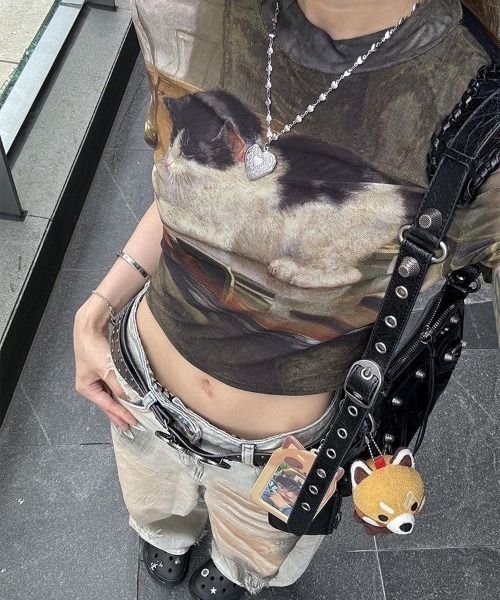 almo（アルモ）の「【LAMPOON】CATＴシャツ（Tシャツ/カットソー・レディース・モカ・SMALL/MEDIUM/LARGE）」の3枚目の写真