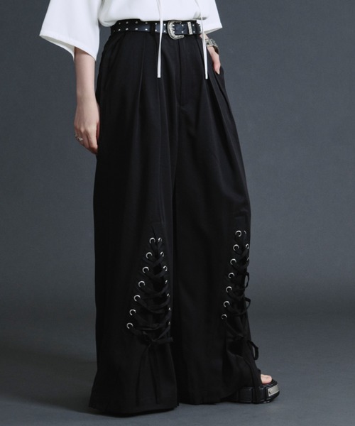 Ellno Loset（エルノロゼット）の「レースアップワイドバギーパンツ（その他パンツ・メンズ・アッシュグレー/ブラック・SMALL/MEDIUM/LARGE/X-SMALL）」の2枚目の写真