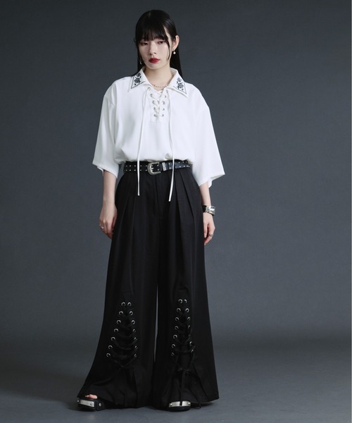 Ellno Loset（エルノロゼット）の「レースアップワイドバギーパンツ（その他パンツ・メンズ・アッシュグレー/ブラック・SMALL/MEDIUM/LARGE/X-SMALL）」の8枚目の写真