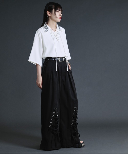 Ellno Loset（エルノロゼット）の「レースアップワイドバギーパンツ（その他パンツ・メンズ・アッシュグレー/ブラック・SMALL/MEDIUM/LARGE/X-SMALL）」の9枚目の写真
