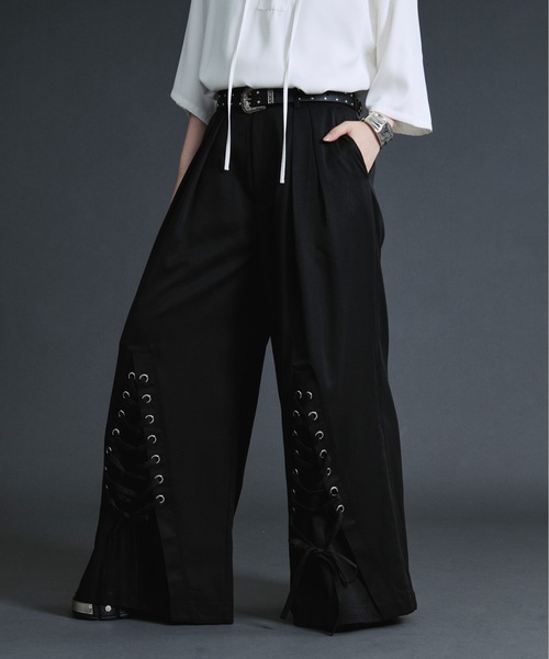 Ellno Loset（エルノロゼット）の「レースアップワイドバギーパンツ（その他パンツ・メンズ・アッシュグレー/ブラック・SMALL/MEDIUM/LARGE/X-SMALL）」の3枚目の写真