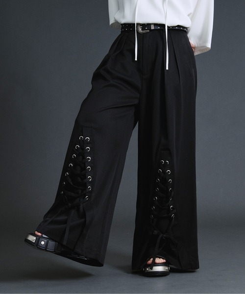 Ellno Loset（エルノロゼット）の「レースアップワイドバギーパンツ（その他パンツ・メンズ・アッシュグレー/ブラック・SMALL/MEDIUM/LARGE/X-SMALL）」の5枚目の写真