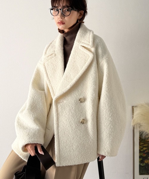 Y’s ピーコート　　綿100パーセント　アンティーク　ホワイト ボクシーシルエットピーコート （ピーコート）｜a.v.v / アー・ヴェ