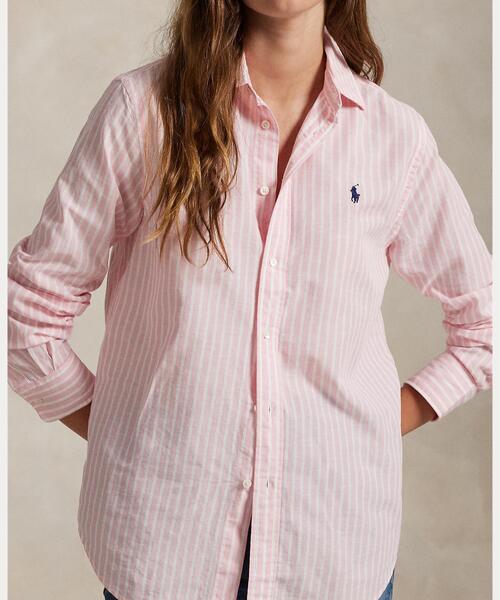 ポロ ラルフ ローレン POLO RALPH LAUREN クラシック フィット ストライプド コットンリネン シャツ （650ピンク） ポロ ラルフ ローレン POLO RALPH LAUREN クラシック フィット
