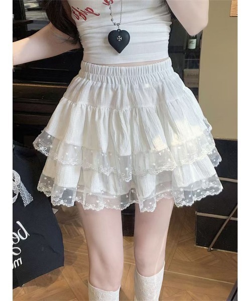セール】レース フリル シュリンク加工 スカート（スカート）｜Ritzy