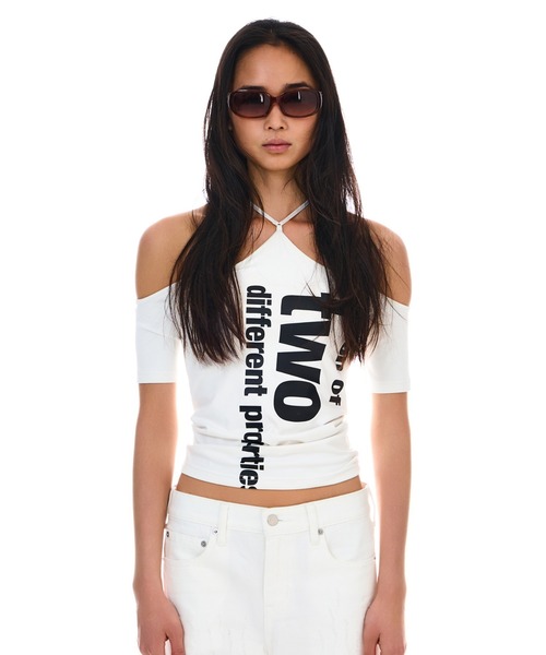 BEEDEN(ビーデン)の「SHOW SKIN STRETCH LOGO TOPS(Tシャツ/カットソー・レディース・ブラック/ホワイト/カーキ・FREE)」の1枚目の写真