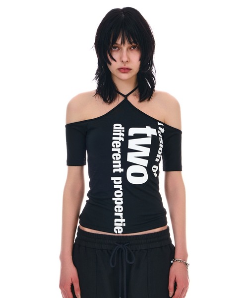 BEEDEN(ビーデン)の「SHOW SKIN STRETCH LOGO TOPS(Tシャツ/カットソー・レディース・ブラック/ホワイト/カーキ・FREE)」の4枚目の写真