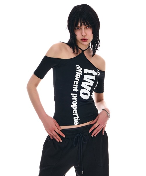 BEEDEN(ビーデン)の「SHOW SKIN STRETCH LOGO TOPS(Tシャツ/カットソー・レディース・ブラック/ホワイト/カーキ・FREE)」の19枚目の写真