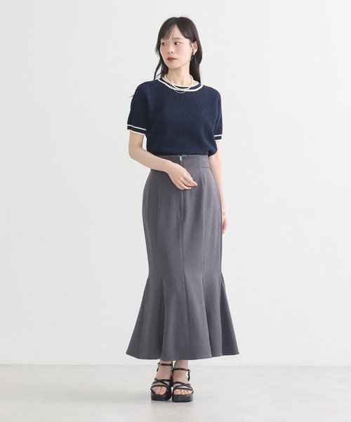 earth music&ecology(アースミュージックアンドエコロジー)の「バイカラーフラワージャガードニットプルオーバー(Tシャツ/カットソー・レディース・ピンク/クリーム/ダークネイビー・FREE)」の8枚目の写真