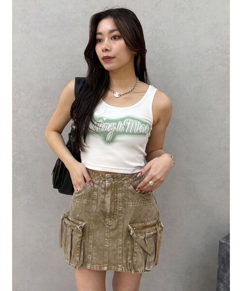 EVRIS（エヴリス）の「スプレーグラフィックタンクトップ（タンクトップ・レディース・カーキ/グレー/ホワイト・FREE）」の13枚目の写真