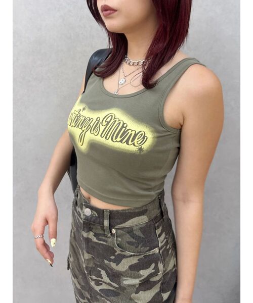 EVRIS（エヴリス）の「スプレーグラフィックタンクトップ（タンクトップ・レディース・カーキ/グレー/ホワイト・FREE）」の3枚目の写真