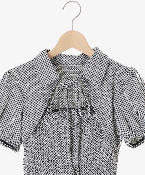 MAJESTIC LEGON（マジェスティックレゴン）の「襟付きデコルテオープンミニワンピ（ワンピース・レディース・ブラック系その他/ブラック/グレー系その他・MEDIUM）」の6枚目の写真