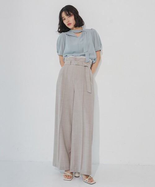 サマーウールダブルウエストパンツ｜ウォッシャブル/防シワ/吸汗/速乾