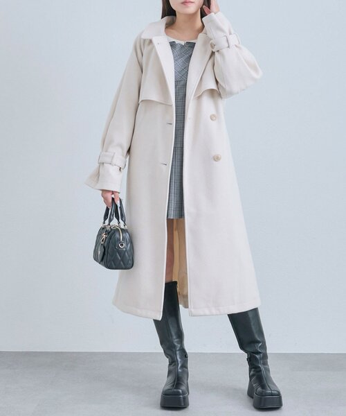 OLIVE des OLIVE(オリーブデオリーブ)の「マルチカラーロングコート(ステンカラーコート・レディース・グレー/アイボリー/ブラック/ブラウン・FREE)」の18枚目の写真