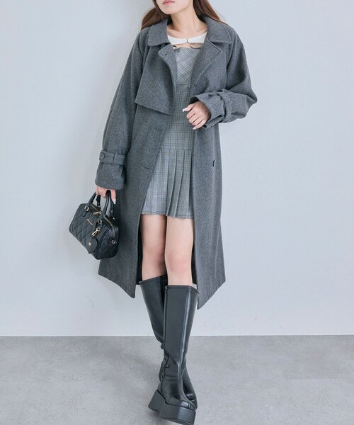 セール】マルチカラーロングコート（ステンカラーコート）｜OLIVE des