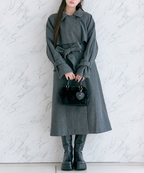 OLIVE des OLIVE(オリーブデオリーブ)の「マルチカラーロングコート(ステンカラーコート・レディース・グレー/アイボリー/ブラック/ブラウン・FREE)」の4枚目の写真