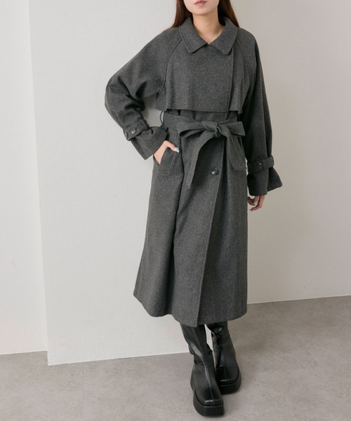 OLIVE des OLIVE(オリーブデオリーブ)の「マルチカラーロングコート(ステンカラーコート・レディース・グレー/アイボリー/ブラック/ブラウン・FREE)」の6枚目の写真