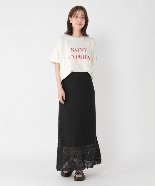 studio CLIP（スタディオクリップ）の「7ゲージ透かし編みロングスカート[プチサイズあり]（スカート・レディース・ブラック/カーキ・FREE/PF）」の3枚目の写真