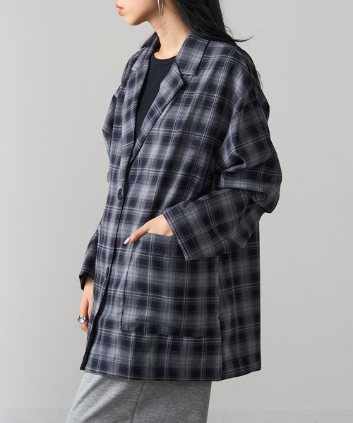 MAGASIN DE MODE Onjna（マガジンデモードオンジェナ ）の「【MAGASIN DE MODE Onjna】チェックテーラードジャケット trc（テーラードジャケット・レディース・ネイビー/ブラウン・FREE）」の9枚目の写真