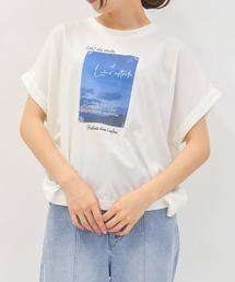 axes femme | 接触冷感天体柄プリントＴ(Tシャツ/カットソー)