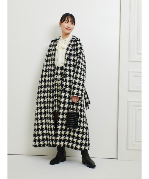 LOULOU WILLOUGHBY】ロービング千鳥ロングコート（ステンカラーコート