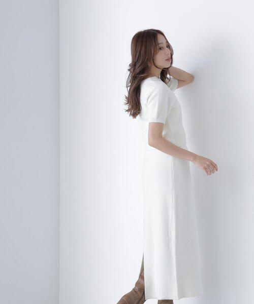 NATURAL BEAUTY BASIC(ナチュラルビューティーベーシック)の「◇フェザーニットセットアップ(ワンピース・レディース・オフホワイト/チャコールグレー・P/S/MEDIUM)」の10枚目の写真