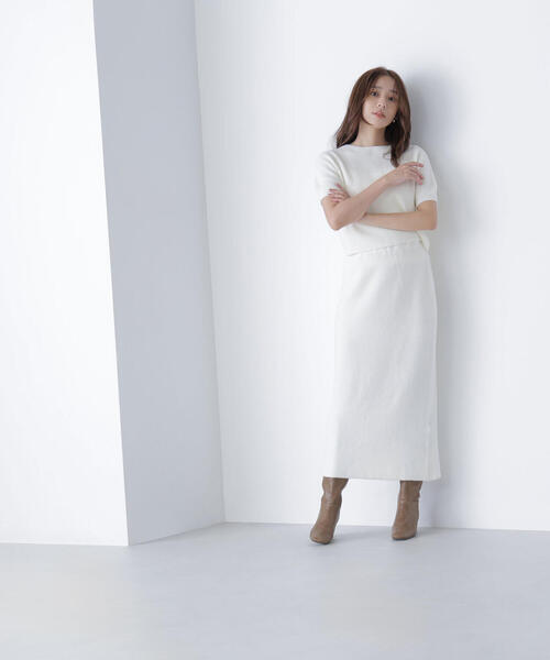 NATURAL BEAUTY BASIC(ナチュラルビューティーベーシック)の「◇フェザーニットセットアップ(ワンピース・レディース・オフホワイト/チャコールグレー・P/S/MEDIUM)」の11枚目の写真