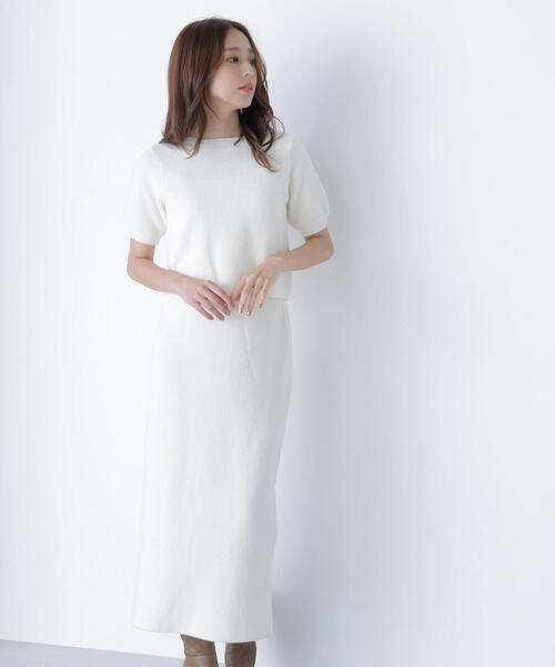 NATURAL BEAUTY BASIC(ナチュラルビューティーベーシック)の「◇フェザーニットセットアップ(ワンピース・レディース・オフホワイト/チャコールグレー・P/S/MEDIUM)」の12枚目の写真