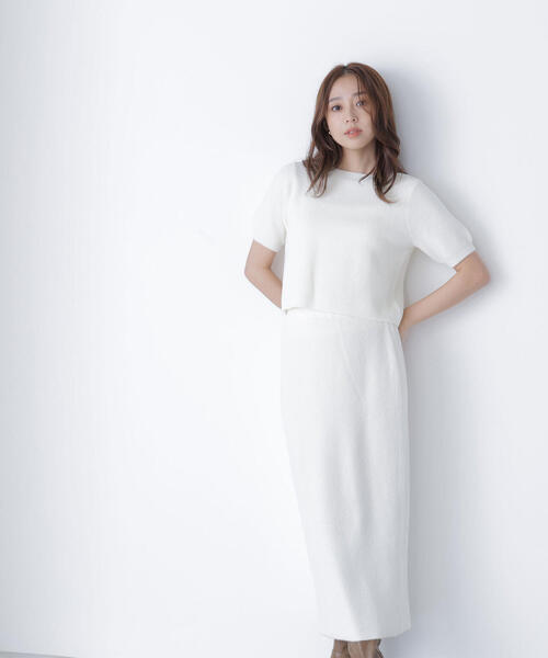 NATURAL BEAUTY BASIC(ナチュラルビューティーベーシック)の「◇フェザーニットセットアップ(ワンピース・レディース・オフホワイト/チャコールグレー・P/S/MEDIUM)」の14枚目の写真