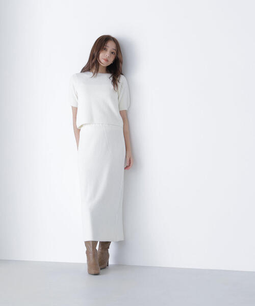 NATURAL BEAUTY BASIC(ナチュラルビューティーベーシック)の「◇フェザーニットセットアップ(ワンピース・レディース・オフホワイト/チャコールグレー・P/S/MEDIUM)」の15枚目の写真