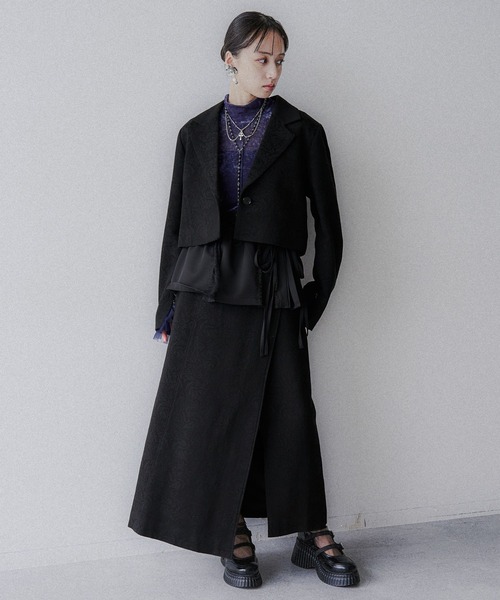 HARE（ハレ）の「アソートメタルボタンラップナロースカート(HARE)（スカート・レディース・パープル/ブラック/ブラック系その他・FREE）」の4枚目の写真