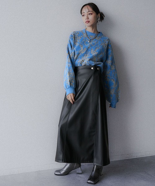 HARE（ハレ）の「アソートメタルボタンラップナロースカート(HARE)（スカート・レディース・パープル/ブラック/ブラック系その他・FREE）」の8枚目の写真