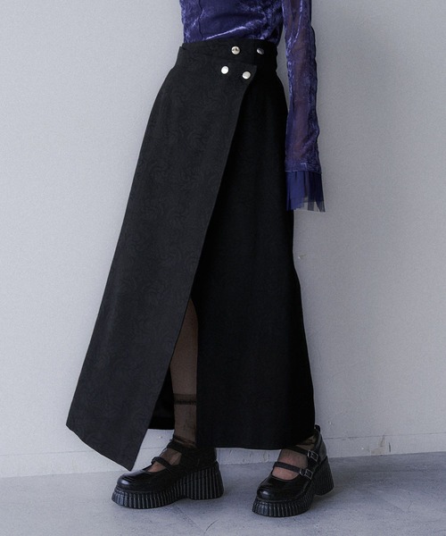 HARE（ハレ）の「アソートメタルボタンラップナロースカート(HARE)（スカート・レディース・パープル/ブラック/ブラック系その他・FREE）」の12枚目の写真