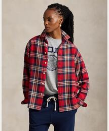 POLO RALPH LAUREN ポロラルフローレン  スタンドカラーブラウス 良好 サイズ:XS  レッド  レディース リボン チェック トップス クラシック フィット オックスフォード シャツ （シャツ