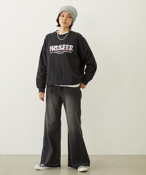 MILKFED.(ミルクフェド)の「BLOOMING FLOWER EMBROIDERY SWEAT TOP(スウェット・レディース・オフホワイト/ブラウン/チャコール・M/L)」の14枚目の写真