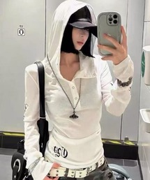FRILL ZIP UP HOODIE フリルジップアップフーディ 冬服 春服 ジップ