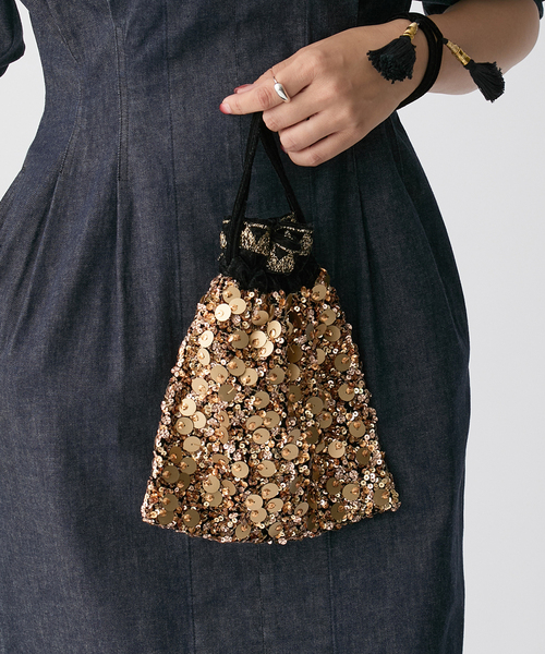 VERMEIL par iena(ヴェルメイユパーイエナ)の「CITRUS シトラス 別注Gold Sequines Potli Bag C25/PO863(クラッチバッグ・レディース・ブラック系その他・FREE)」の9枚目の写真