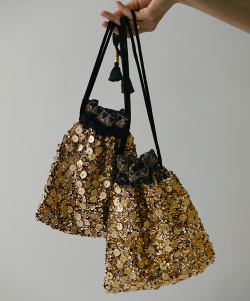 VERMEIL par iena(ヴェルメイユパーイエナ)の「CITRUS シトラス 別注Gold Sequines Potli Bag C25/PO863(クラッチバッグ・レディース・ブラック系その他・FREE)」の11枚目の写真