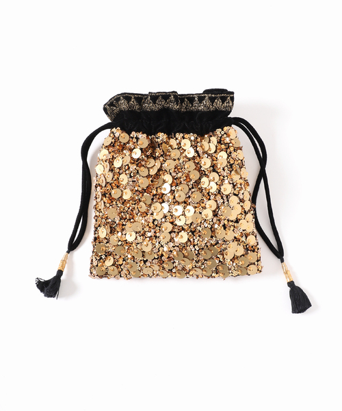 VERMEIL par iena(ヴェルメイユパーイエナ)の「CITRUS シトラス 別注Gold Sequines Potli Bag C25/PO863(クラッチバッグ・レディース・ブラック系その他・FREE)」の2枚目の写真