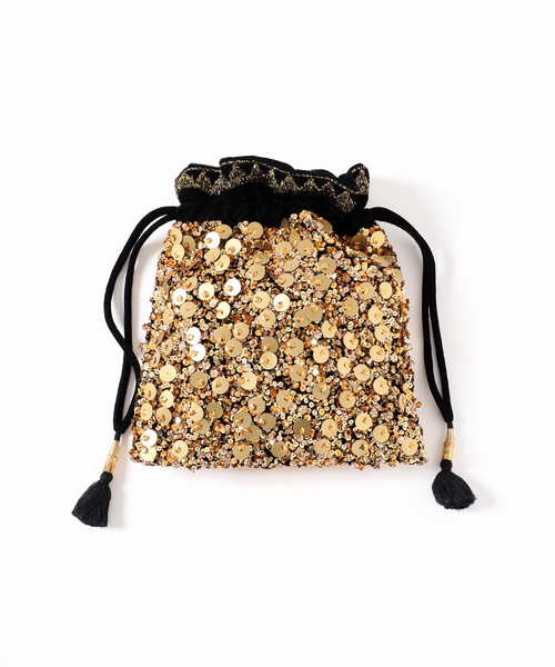 VERMEIL par iena(ヴェルメイユパーイエナ)の「CITRUS シトラス 別注Gold Sequines Potli Bag C25/PO863(クラッチバッグ・レディース・ブラック系その他・FREE)」の3枚目の写真
